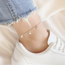 Korean 925 sterling silver anklet female spring and summer New ins love pendant foot bare chain personality boudoir Net red foot ring
