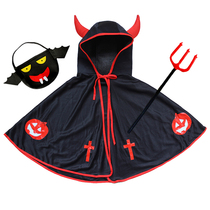 Halloween childrens costumes male and female boys horns cloak performance costumes demon cloak parent-child adult pumpkin clothes