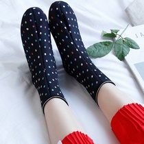 Chu Jing 3 pairs of autumn and winter plus velvet thickened women floor socks printed warm socks stockings high boots socks