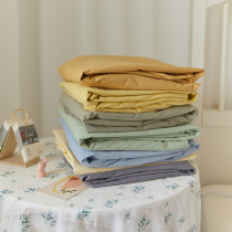 Moryio Morandi color cotton wash cotton solid color single sheet non-slip bedspread protective cover cotton bed hat