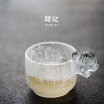 Wen said) ancient method frozen glass burning glass sleeping cat Japanese Master Cup ice cubes clear Cup handmade tea cup tea cup