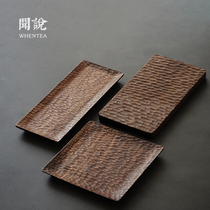 Wen said) Japanese black walnut handmade hammer tea tray dry bubble tray rectangular square three