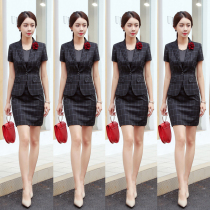 High-end plaid suit Summer fashion temperament OL business suit Womens jewelry shop work clothes Beauty salon tooling