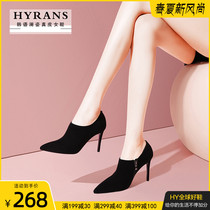 Small short boots and ankle boots genuine leather 2022 spring autumn new 100 lap pointed fine heel high heel shoes nude boots female deep stomp shoes