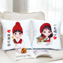 Cross stitch pillow 2022 new cartoon anime couple Student Gift cross stitch small piece hand embroidered