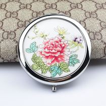 Small round mirror creative portable mini portable double-sided makeup mirror Cute metal beauty small mirror folding gift