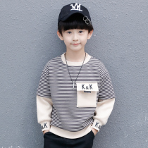 Boy Spring Clothing Necropolis 2022 Spring Autumn Season New Korean Version Children Plus Suede Thickened Boys Top Boy Blouse Tide