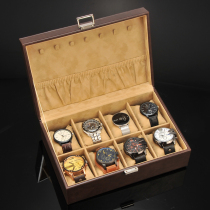 Li Li new cowhide watch storage box retro simple home watch box collection display box eight epitope with lock