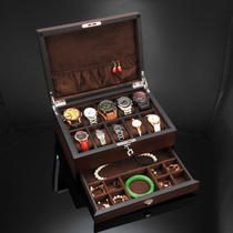 Lili new Wujin Wood leather watch box jewelry integrated watch Storage Box large capacity watch box watch box