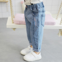 Girls jeans Spring and Autumn Childrens foreign style wear trousers 2021 new childrens autumn womens baby autumn pants