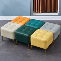 Light luxury leather sofa stool Foot stool Living room household door Nordic shoe stool Leather pier balcony creative simple stool