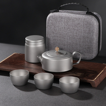 Pure titanium travel tea set set Convenient package Titanium alloy tea pot car outdoor household Kung Fu tea set customization