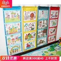 a4 book storage hanging bag book bag Oxford cloth literacy wall chart work display hanging bag kindergarten wall hanging transparent