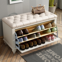 American solid wood shoe stool home door storage stool hall sofa stool door storage bucket shoe stool shoe cabinet