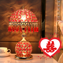 European-style wedding red table lamp Bedroom bedside lamp Warm newlywed dowry lamp Wedding room long bright lamp Pair of wedding lights