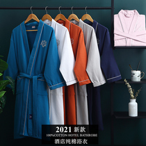Hotel bathrobe Mens couple womens long nightgown Summer cotton water absorption quick-drying bathrobe thin cotton customization