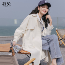 Mutu senior sensation in long style coat of wind coat Girl 2022 Spring new small sub-retro double-row buttoned with big clothes