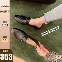 Grape mother Studiolee noble horse Title buckle small round head English wind a pedal music Fu small leather shoes women Summer