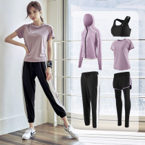 Morning Run Leisure Sports Suit Women's Gym Yoga Suit Quick Drying Clothes Wide Loose Three or Five Set Temperament Spring and Summer