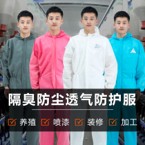 One-piece isolated dust-proof clothing hooded breathable breeding anti-odor protective clothing disposable painted whole body clothes work clothes