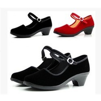 Childrens dance shoes hard soled black girls perform practice national clothing Adult toddlers dance shoelaces with grading