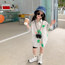 Small Girl Shirt Spring Summer Childrens Clothing 2022 New Children Baby Foreign Air Korean Version Trendy Mid-Length Shirt Jacket