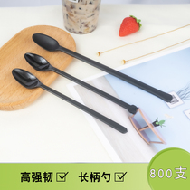 Disposable plastic creative cute Korean long handle small spoon milk tea roasted fairy grass stirring long handle soup separate packaging