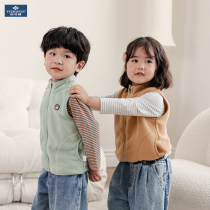 Yu one trillion Lin Childrens Shaking Grain Suede Waistcoat Boy Vest Warm Girls Cardiff Jacket Baby Kamshoulder Baby Autumn Clothing
