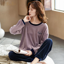 2021 pajamas autumn and winter women coral velvet plus velvet spring and autumn Island velvet thin warm Ladies Home clothing women