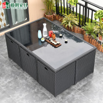 Fuchai Ting yard storage outdoor table and chair rattan combination open-air balcony garden outdoor leisure space table and chair