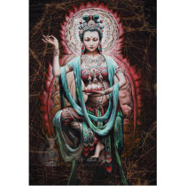  Handmade heavy color fabric painting Restaurant hotel decoration painting Dunhuang flying series batik painting about 80*70