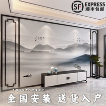  Custom new Chinese style landscape simple bamboo and wood fiber integrated wallboard decorative gusset fast installation light luxury TV background wall