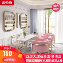 Nordic double marble nail art table and chair set Net red gold single double manicure table special Wrought iron sofa chair