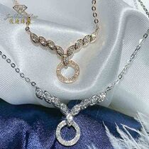  18K gold diamond necklace dual-purpose carat clavicle chain Color treasure gold set chain Emerald jewelry pendant Rose gold chain
