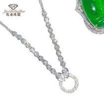 18K gold diamond necklace female jewelry real diamond jade pendant color treasure High goods adjustable choker AU750