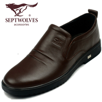 The seven wolves mens leather shoes leather soft-soled shoes casual shoes mens middle-aged ba ba xie father middle-aged and elderly shoes