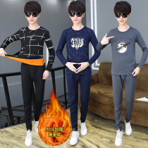 Boy 11 big child 12 thermal underwear set in early winter middle school students 13 plus velvet padded two-piece 14-15-16 years old