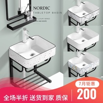 Le Mu wall-mounted washbasin Simple ceramic washbasin Bathroom balcony bracket hanging basin basin pool Small size
