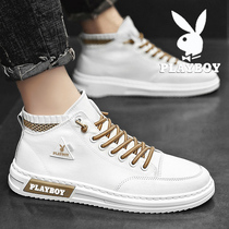 Flowers Playboy Men Shoes 2022 New Tide Summer Canvas Board Shoes Men 100 Hitch Small White Shoes Sports High Tide Shoes