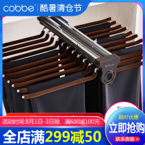 Cabe pants rack telescopic multifunctional household pants hanging wardrobe top mounting damping pants rack cabinet push and pull rack in the Cabinet