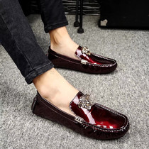 Deep Wine Red Lacquered Leather Man Bean Shoes Classic Light Driving Shoes Comfort 100 Hitman Avatar Low Helper Sloth Shoes