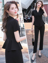 High-end professional suit Female summer fashion temperament goddess Fan suit tooling Beauty salon hotel front desk overalls