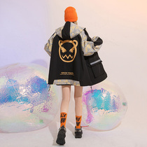 YEP stitching camouflage frock coat womens spring and autumn thin section 2021 new ins national tide loose bf wind stormtrooper