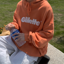 Spring and autumn season new Korean version of the trend couple letter printing hooded sweater male Hong Kong style student loose pullover jacket