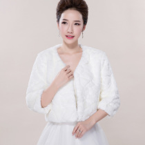 Wedding shawl womens autumn and winter small coat bride dress cheongsam outside etiquette warm wedding seven-point sleeve long sleeve