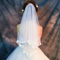Head yarn Bride wedding wedding long short retro white Net red photo props lace headdress Super fairy
