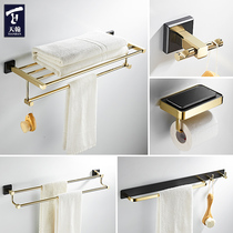 Tiangham bathroom free from punching full copper wool towels rack Nordic black gold bathroom shelves Creative minimalist bath towels