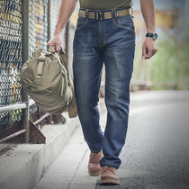 Four Seasons Stretch Lycra Tactical Training Jeans Mens Pants City Business Leisure Straight Stretch Stretch Tight Pants