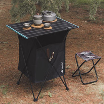 Outdoor Camping Aluminum Alloy Foldable Table Egg Rolls Table Portable Picnic Plus High Shelf Collection Bags Wild