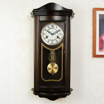 Solid Wood mechanical Wall Clock winding up old-fashioned time mechanical clock New Chinese American retro swing clockwork clock